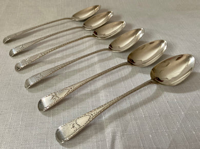 Georgian, George III,  Six Silver Bright Cut Teaspoons. London 1817 John Lias. 2.6 troy ounces.