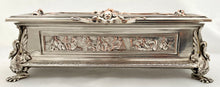 Victorian Neoclassical Silver Plated Figural Casket. Elkington & Co. circa 1865.