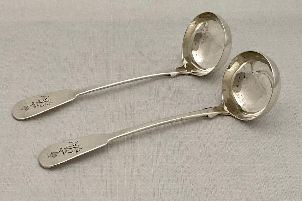 Georgian, George IV, Pair of Scottish Silver Cream Ladles. Edingburgh 1828, Adam Elder. 1.8 troy ounces.