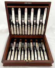 William IV Cased Set of Silver & Carved Mother of Pearl Dessert Knives & Forks for Twelve. Sheffield 1831/32 Aaron Hadfield.