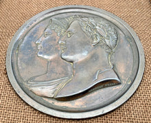 Early 19th Century Bronzed Relief Framed Plaque of Napoleon Bonaparte & Marie Louise, Duchess of Parma.