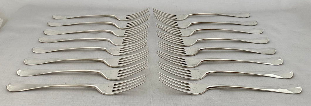 Georgian, George III, Sixteen Silver Table Forks. Newcastle 1798 John Langlands II. 32 troy ounces.