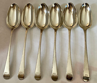 Georgian, George III, Six Silver Feather Edge Tablespoons. London 1781 George Smith III. 12.6 troy ounces.