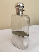 George V silver and faceted glass hip flask. Birmingham 1920 T Wilkinson & Sons.