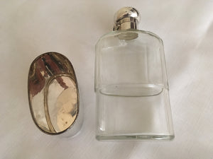 George V silver and faceted glass hip flask. Birmingham 1920 T Wilkinson & Sons.