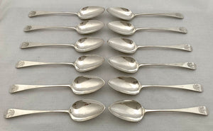 Georgian, George III, Twelve Crested Silver Tablespoons. Newcastle 1800, John Langlands II. 25.7 troy ounces.