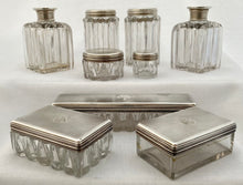 Early Victorian Silver Mounted Cut Glass Vanity Set. London 1839 Charles Rawlings & William Summers. 11.5 troy ounces.