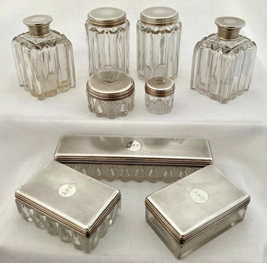 Early Victorian Silver & Cut Glass Vanity Set. London 1839 Rawlings & Summers. 11.5 troy ounces.