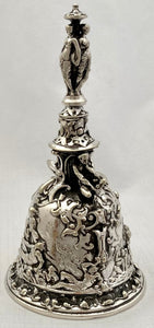 Victorian Silver Plated Table Bell with Dante's Inferno Relief Detail. Elkington & Co. 1883. 