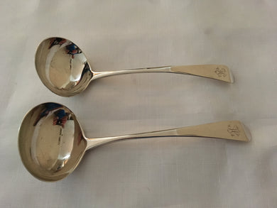 Georgian, George III, pair of silver sauce ladles. London 1802 Peter, Ann & William Bateman.  3.11 troy ounces.