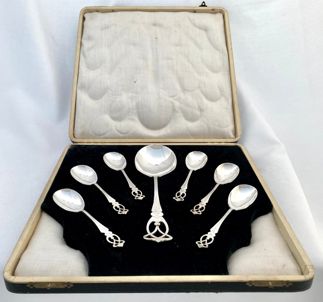 Cased Set of Art Nouveau Silver Plated Ice Cream Spoons, George Waterhouse & Co, Sheffield, circa 1900 - 1910