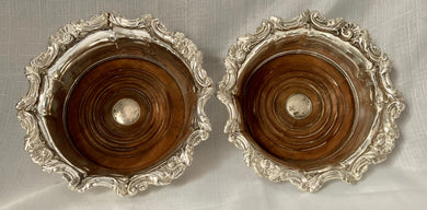 Pair of Georgian, Matthew Boulton, Sheffield Plated Crested Wine Coasters, circa 1820.