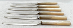 Six Art Deco Silver & Carved Mother of Pearl Fruit Knives. Sheffield 1932 Sydney Hall & Co.