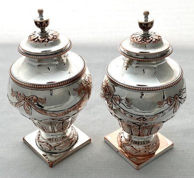 Georgian, George III, Pair of Old Sheffield Plate Tea Caddies, circa 1780.