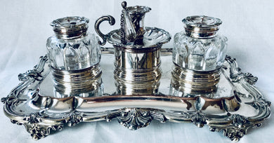 Matthew Boulton 19th Century Silver Plate on Copper Partners Inkstand. Circa 1835 - 1845.